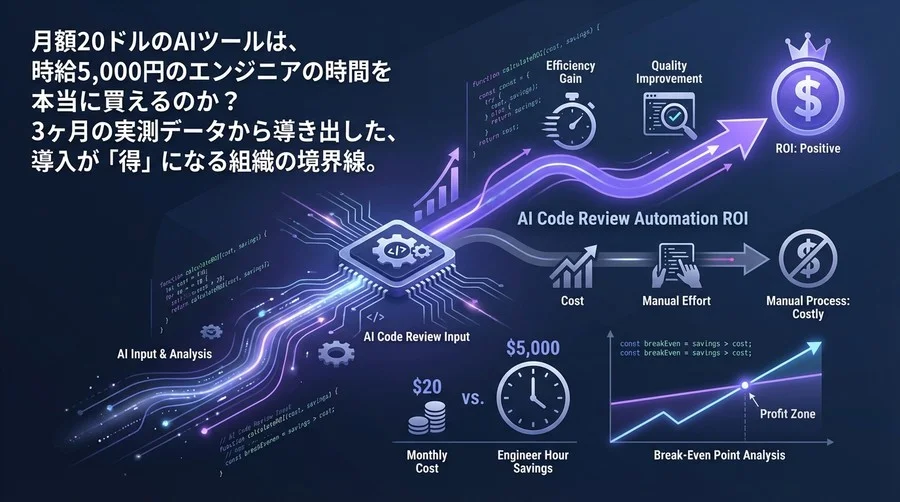 AIコードレビュー自動化のROI実測検証：月額費用対効果とエンジニア工数削減の損益分岐点分析
