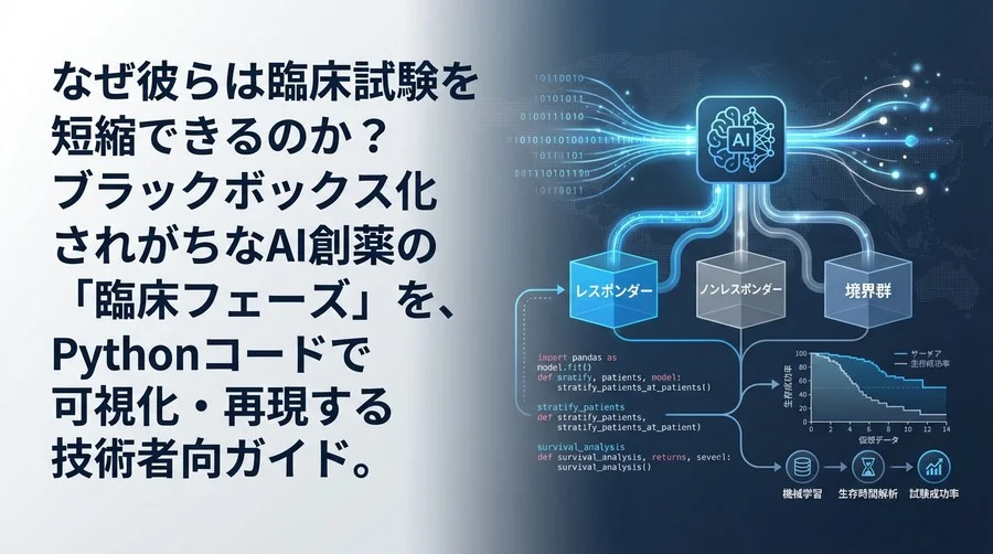 Insilico Medicine流の臨床試験加速をPythonで再現：AI患者層別化シミュレーション実装ガイド