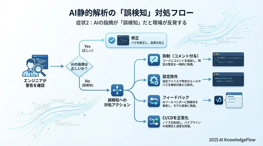 症状2：AIの指摘が「誤検知」だと現場が反発する - Section Image