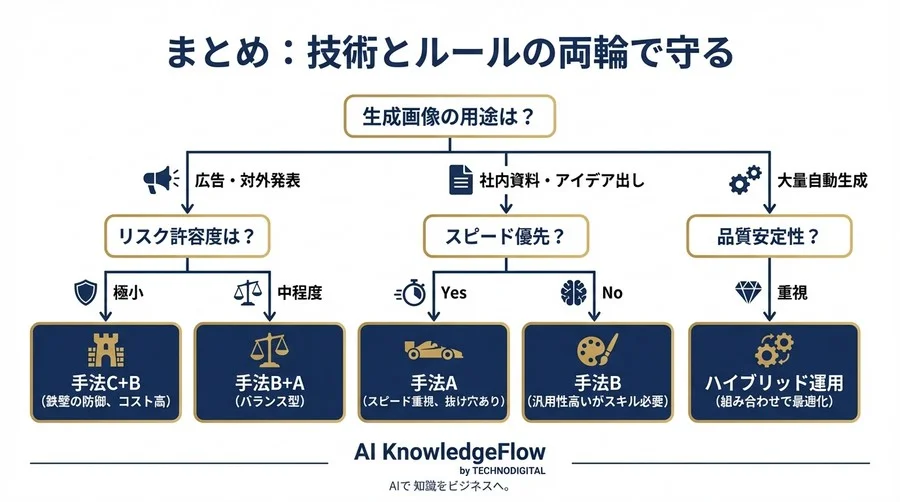 商用AI画像の著作権リスクを技術で制御する：スタイル排除プロンプト3手法の品質対費用効果を徹底検証 - Conclusion Image