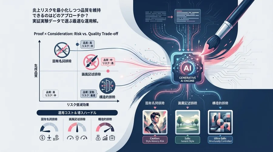 商用AI画像の著作権リスクを技術で制御する：スタイル排除プロンプト3手法の品質対費用効果を徹底検証