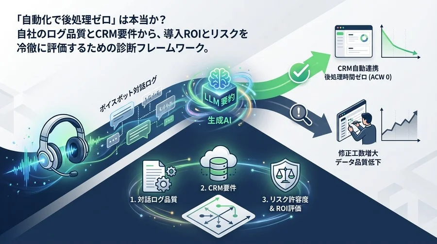ボイスボット×LLM要約で「後処理ゼロ」は幻想か？導入前に実施すべき3つの適合性診断とROIの真実