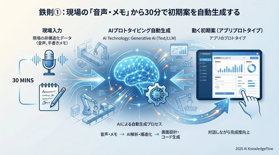 鉄則①：現場の「音声・メモ」から30分で初期案を自動生成する - Section Image