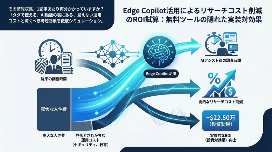 Edge Copilot活用によるリサーチコスト削減のROI試算：無料ツールの隠れた実装対効果