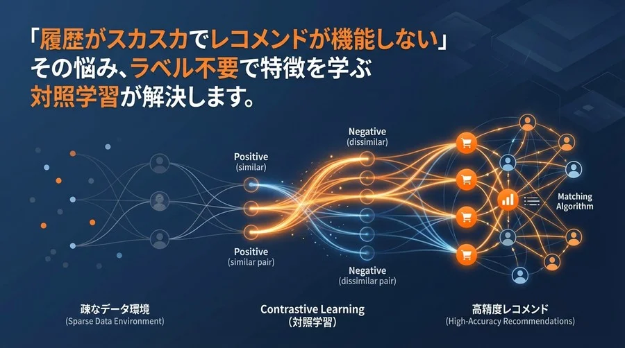 履歴スカスカでも高精度。疎なデータ環境を救う「対照学習」レコメンドの仕組みと導入の勘所