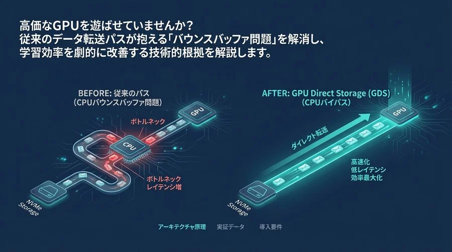 AI学習のI/Oボトルネックを打破するGPU Direct Storage：CPUバイパスの原理と導入効果の実証