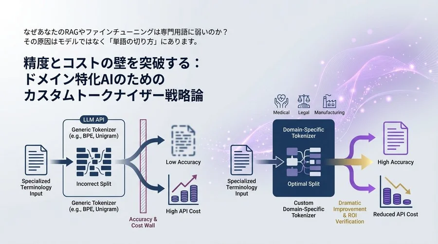精度とコストの壁を突破する：ドメイン特化AIのためのカスタムトークナイザー戦略論