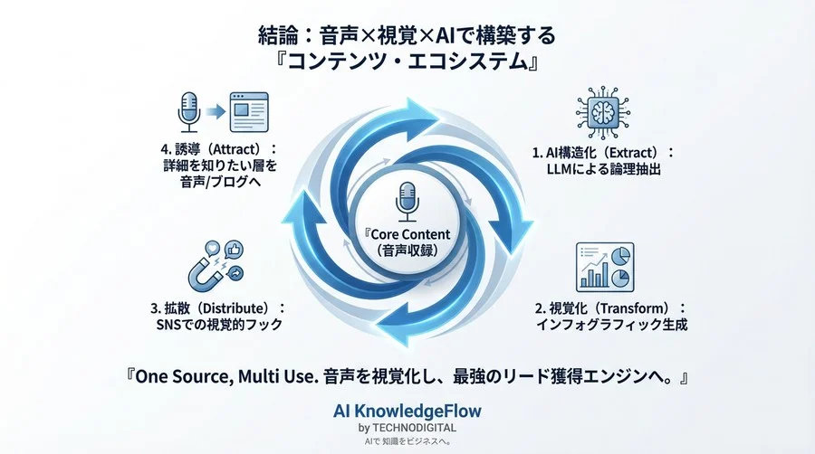 「聴かれない」音源を最強のリード獲得資産へ。AIによる「構造化→視覚化」パイプライン戦略 - Conclusion Image