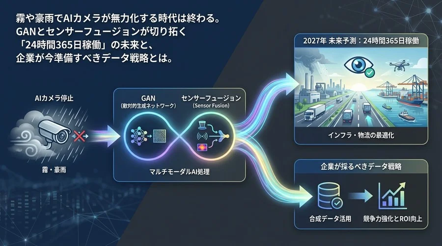 霧と豪雨を無効化するAIの未来予測：GANとセンサー統合が描く2027年の産業地図とデータ戦略
