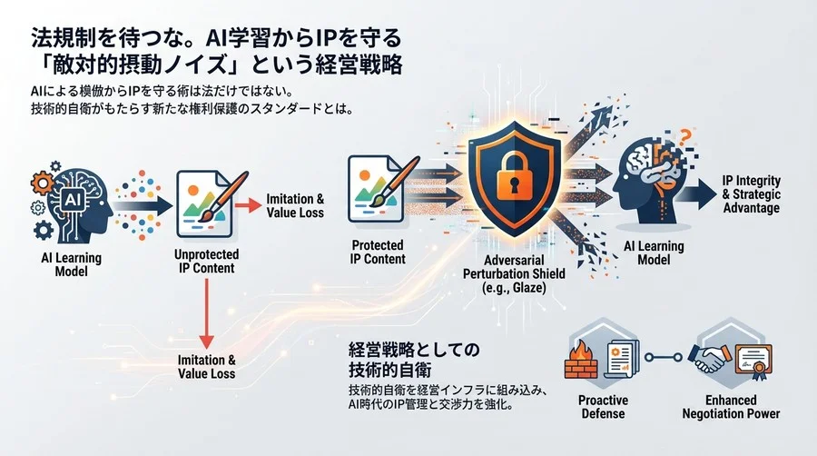 法規制を待つな。AI学習からIPを守る「敵対的摂動ノイズ」という経営戦略