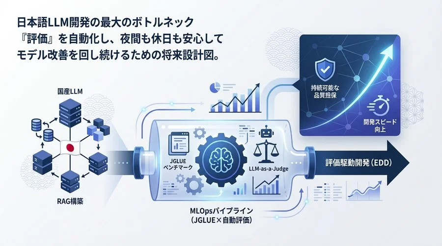 日本語LLM開発の「評価疲れ」を終わらせる：JGLUE×MLOpsで実現する持続可能な自動評価パイプラインの未来地図
