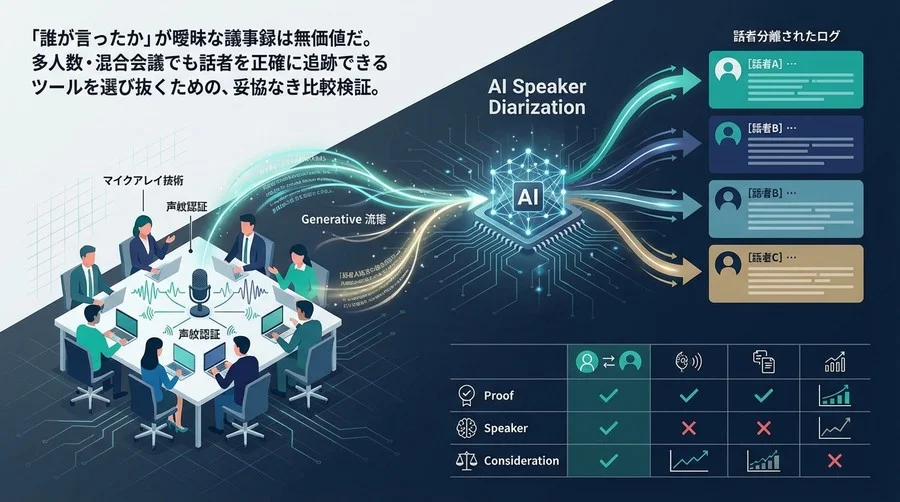 AI議事録の価値は「話者分離」で決まる。多人数会議のブラックボックスを解消する技術比較と選定ガイド