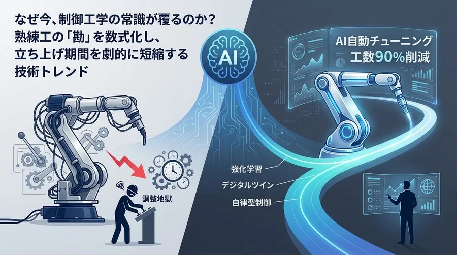 産業用アームの「調整地獄」からの脱却：AI自動チューニングが実現する工数90%削減と制御DXの未来