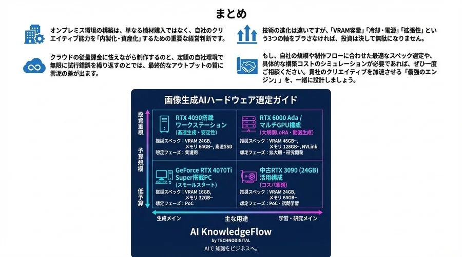 「クラウド破産」を防ぐAIインフラ投資戦略。自社専用Stable Diffusion環境がもたらすROI最大化のロードマップ - Conclusion Image