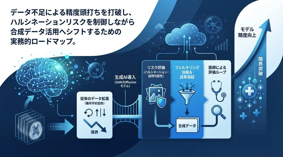 生成AIによる医用画像データ拡張：ハルシネーションリスクを制御し精度限界を突破する実務ロードマップ