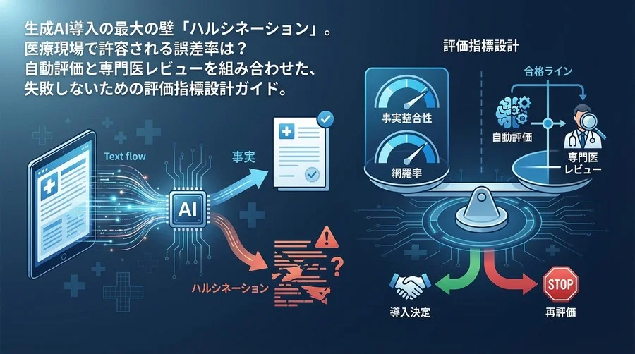 電子カルテ要約の「嘘」を許容できるか？医療現場でAI導入を決断するためのハルシネーション評価指標設計ガイド