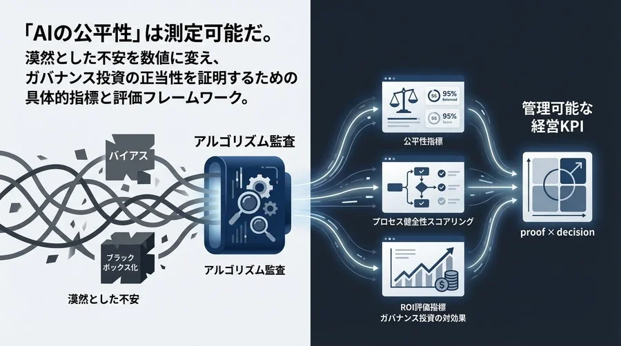 意思決定AIの「バイアスによる目的喪失」を防ぐアルゴリズム監査とROI評価指標