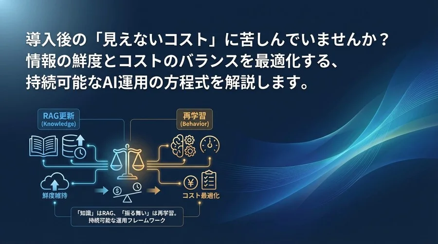 AIモデルの賞味期限管理論：RAG更新と再学習のコスト対効果を最大化する「最小限」の運用戦略