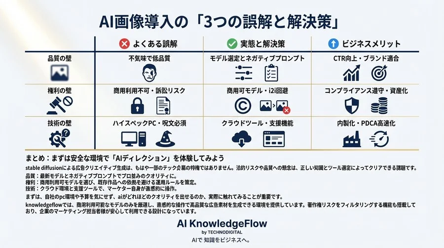 「タダより怖いものはない」を覆す。Stable Diffusion広告運用のリスク管理とコスト革命 - Conclusion Image