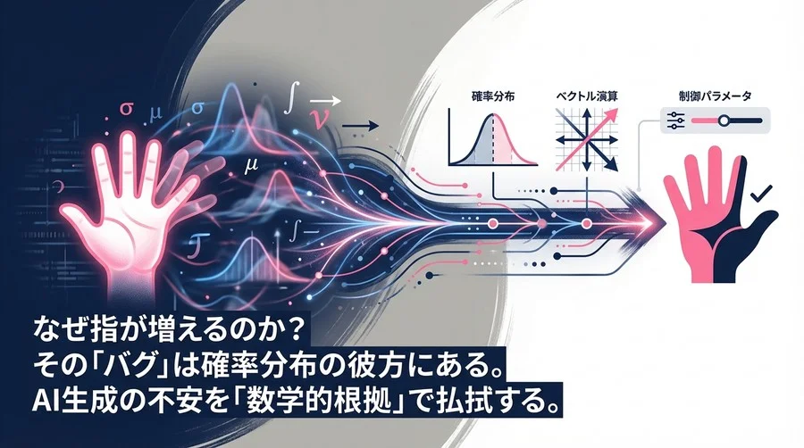 画像生成AIの「指が増える」謎を数学で解明！確率分布とベクトル演算で品質を制御する論理的アプローチ