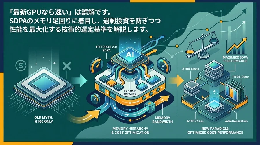 PyTorch 2.0 SDPA時代のGPU選定論：H100一択思考を捨て、メモリ階層から導くコスト最適解