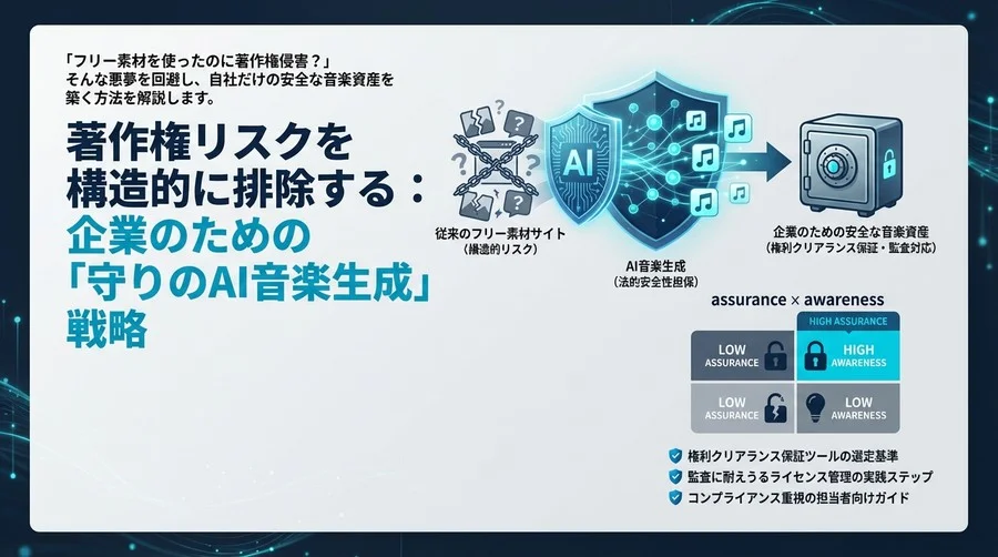 著作権リスクを構造的に排除する：企業のための「守りのAI音楽生成」戦略