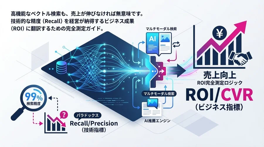 検索精度99%でも売上は伸びない？AI推薦エンジンの導入効果を「経営用語」で証明するROI完全測定ロジック