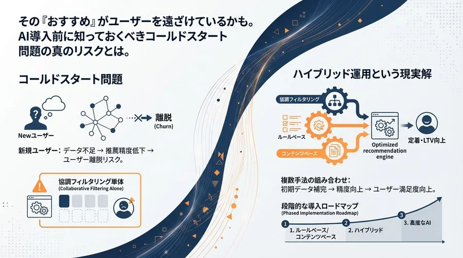 AIレコメンドが新規客を逃す？コールドスタート問題の真のリスクと「ハイブリッド運用」という現実解