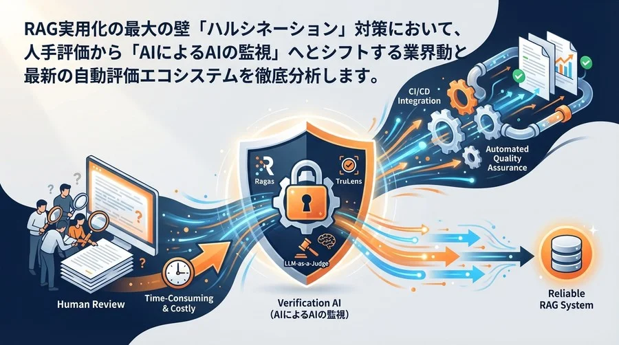 RAGのハルシネーション対策：人手評価から「検証AI」へ移行する品質保証の自動化戦略