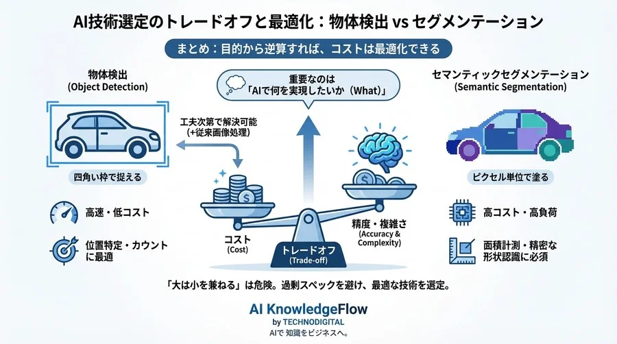 物体検出とセグメンテーションはどう違う？AI開発の成否を分ける「コストと精度」のトレードオフ徹底解説 - Conclusion Image