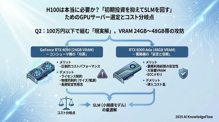 Q2: 100万円以下で組む「現実解」。VRAM 24GB〜48GB帯の攻防 - Section Image