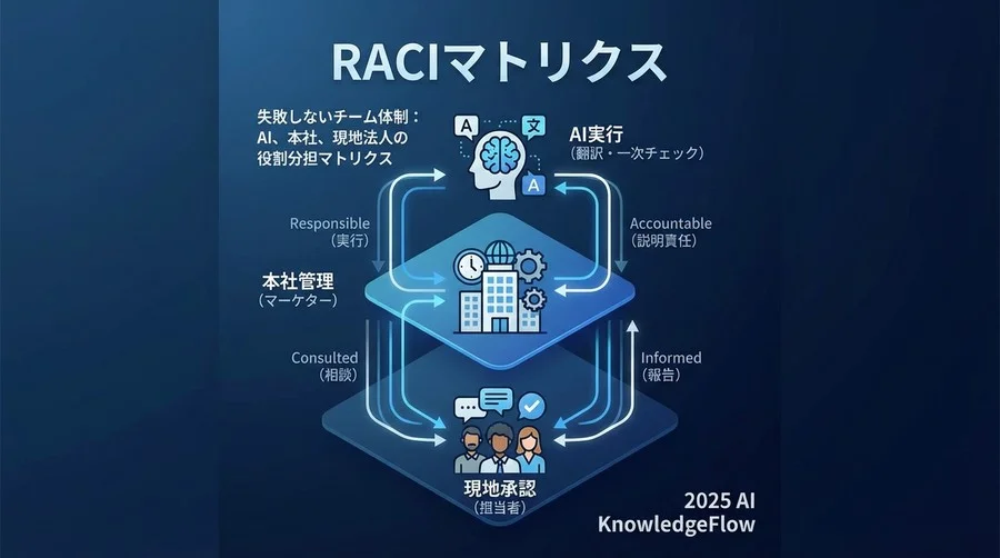 失敗しないチーム体制：AI、本社、現地法人の役割分担マトリクス - Section Image