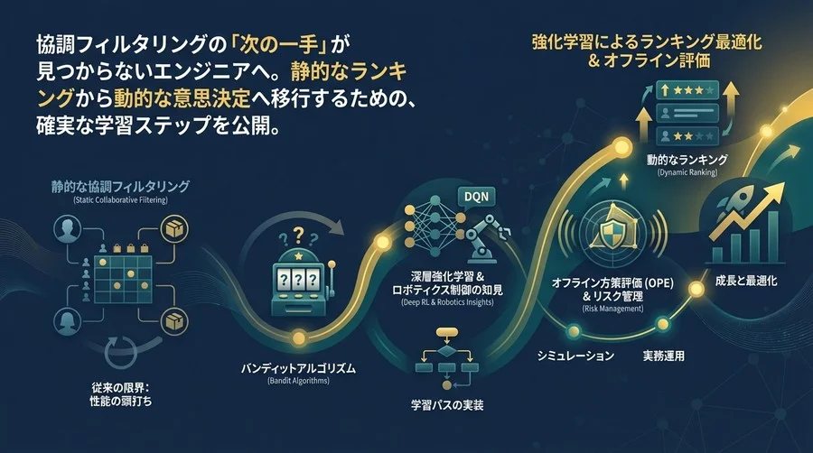 静的な協調フィルタリングを超えて：強化学習によるランキング最適化とオフライン評価の実装パス