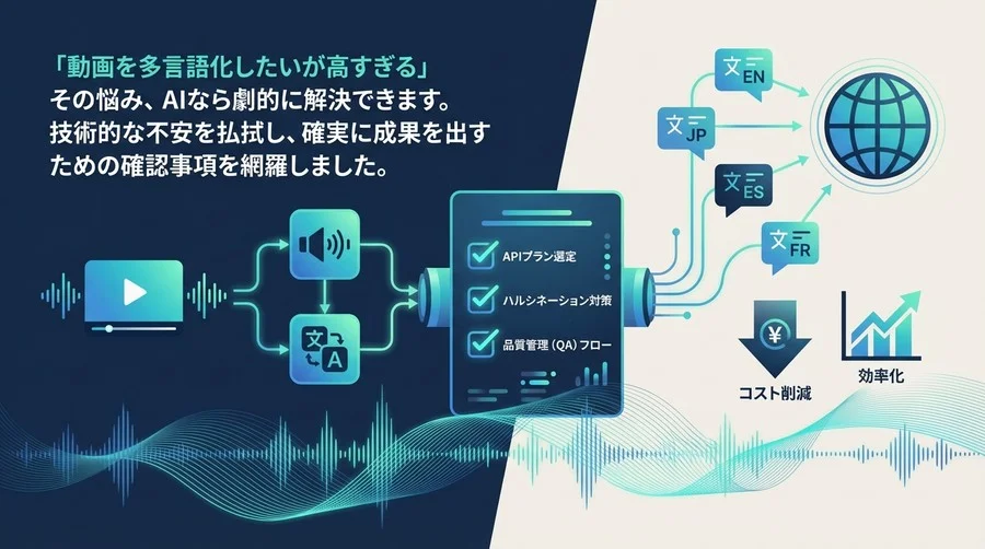 動画多言語化のコストを劇的削減！Whisper×DeepL連携・導入運用の鉄壁チェックリスト【非エンジニアPM向け】