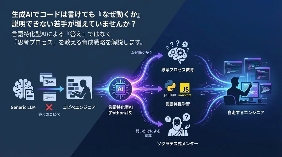 Python/JS特化型AIで「思考プロセス」を教える技術：コピペエンジニアを卒業させる育成戦略