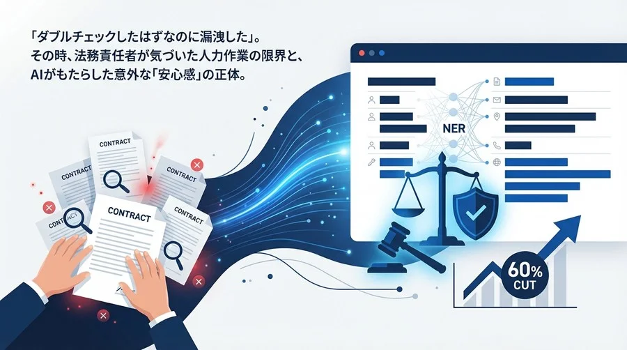 「ダブルチェックしたのに漏洩…」法務の悪夢を終わらせたAIマスキング技術の正体【地方銀行導入事例】