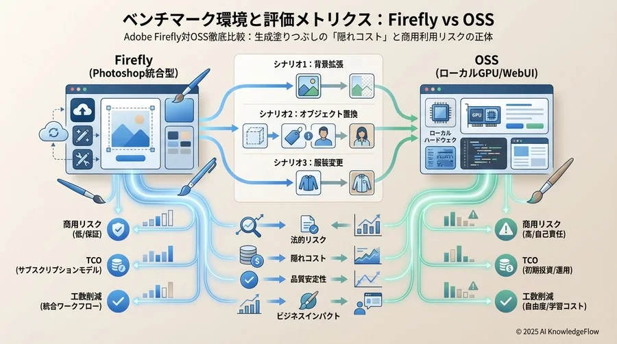 ベンチマーク環境と評価メトリクス：Firefly vs OSS - Section Image