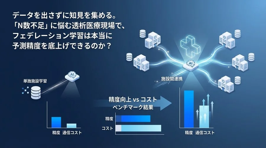 透析AIの精度は「施設間連携」でどこまで伸びるか？通信コストと精度のトレードオフ検証【実測ベンチマーク】
