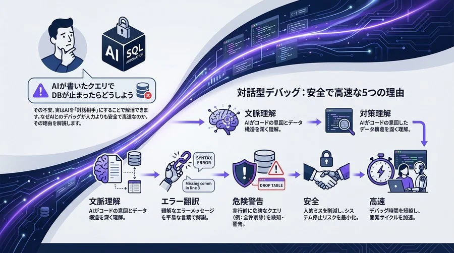 AIにSQLを書かせるのが怖い？対話型デバッグが人力より安全で高速な5つの理由