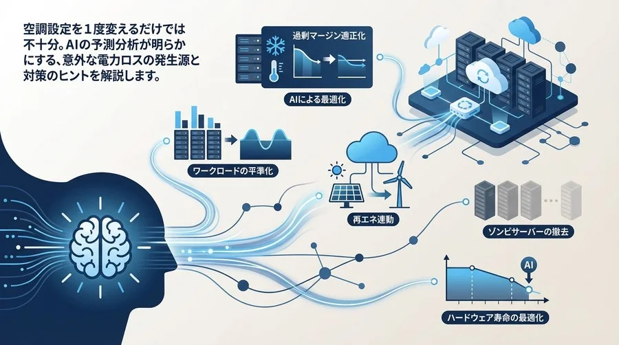 グリーンクラウド戦略：AI診断で暴くデータセンターの「見えない電力ロス」5選