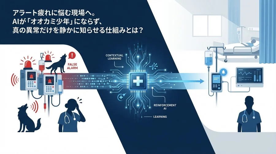 「静かな病棟」を取り戻す：強化学習AIが輸液ポンプの「オオカミ少年」化を防ぐ理由
