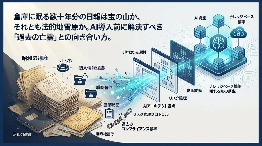 昭和の手書き日報をAI資産に変える前に。法的地雷原を回避し「眠れる知」を安全に蘇らせるリスク管理プロトコル