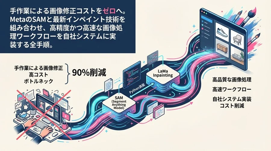 Pythonで実装するSAMとLaMaの連携：EC画像処理コストを90%削減する技術戦略