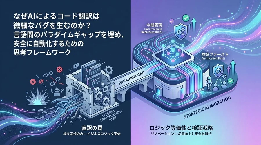 コード翻訳の「直訳」が招くシステム崩壊：AI移行を成功させるロジック等価性と検証戦略