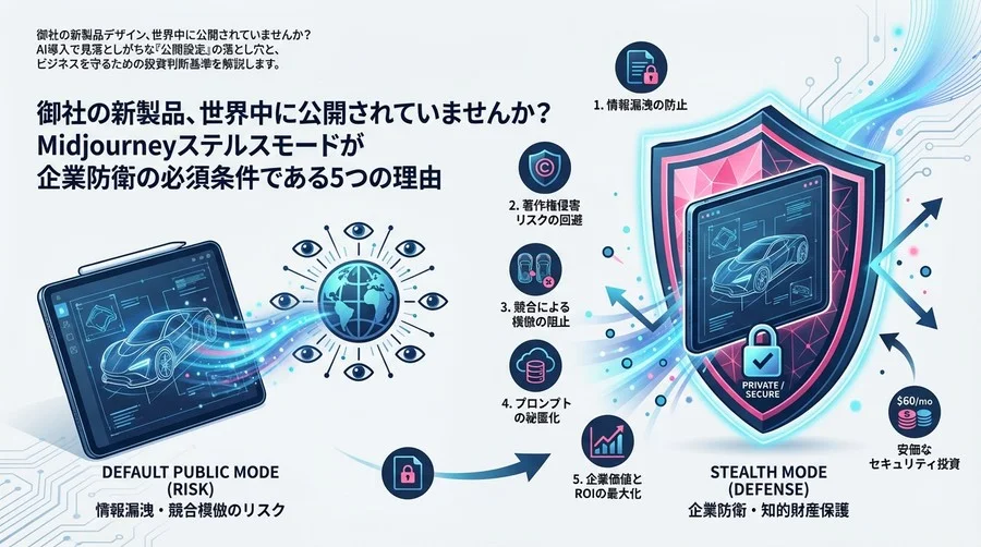 御社の新製品、世界中に公開されていませんか？Midjourneyステルスモードが企業防衛の必須条件である5つの理由