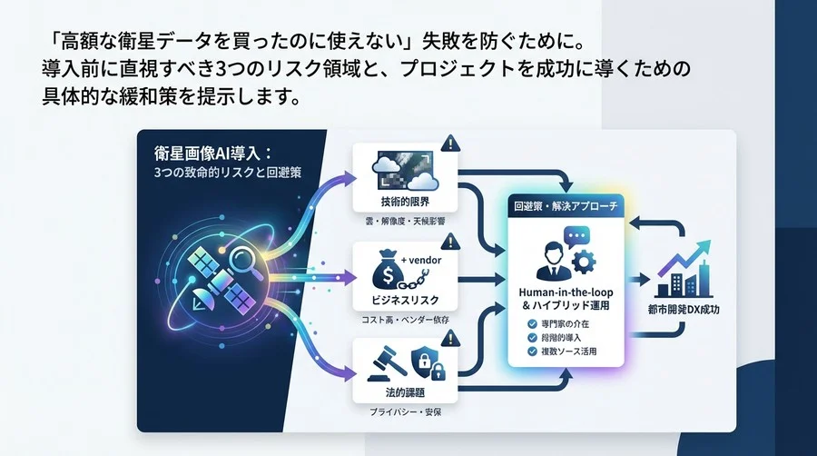 「衛星画像AIで都市開発DX」の落とし穴。導入前に知るべき3つの致命的リスクと回避策
