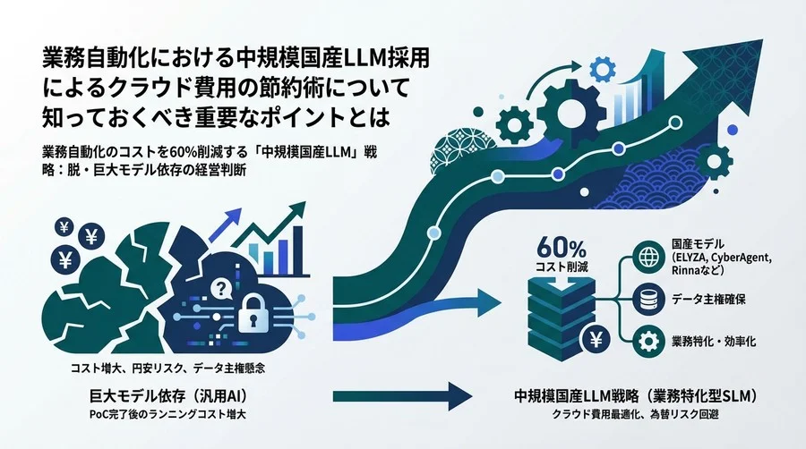 業務自動化のコストを60%削減する「中規模国産LLM」戦略：脱・巨大モデル依存の経営判断