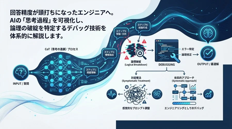 出力結果の修正だけではAIは育たない。思考プロセスを可視化し論理破綻を特定するCoTデバッグの実践手法