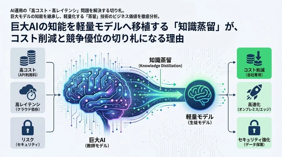 巨大AIの知能を軽量モデルへ移植する「知識蒸留」が、コスト削減と競争優位の切り札になる理由