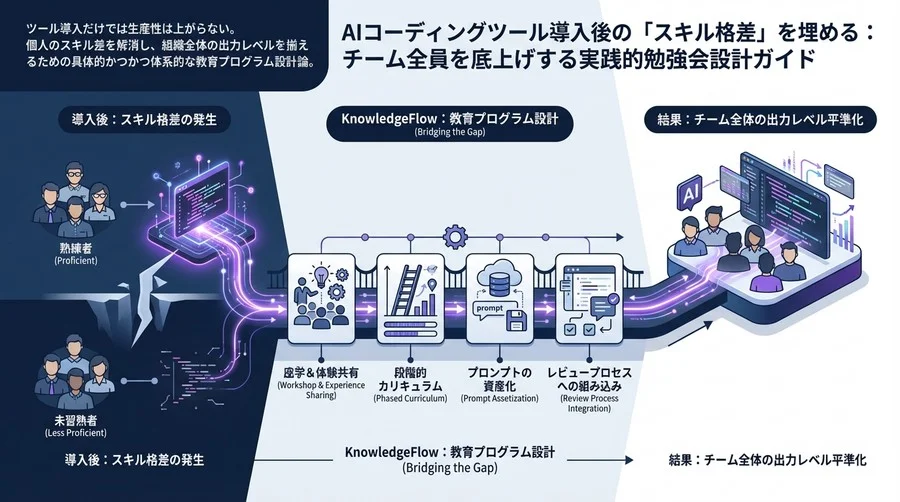 AIコーディングツール導入後の「スキル格差」を埋める：チーム全員を底上げする実践的勉強会設計ガイド